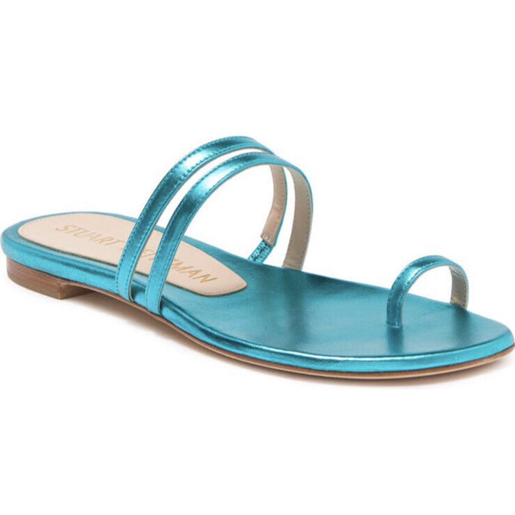 Nib Stuart Weitzman Leonita Metallic Nappa Leather Slide Sandals S1366 - 7.5b